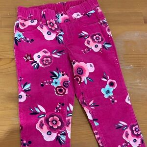 Girls' Pink Floral Corduroy Pants